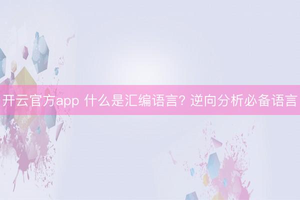 开云官方app 什么是汇编语言? 逆向分析必备语言