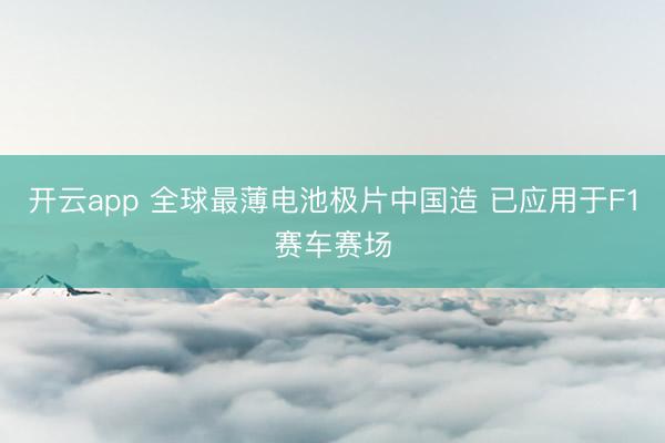 开云app 全球最薄电池极片中国造 已应用于F1赛车赛场