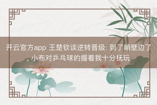 开云官方app 王楚钦谈逆转晋级: 到了峭壁边了， 小布对乒乓球的握着我十分抚玩