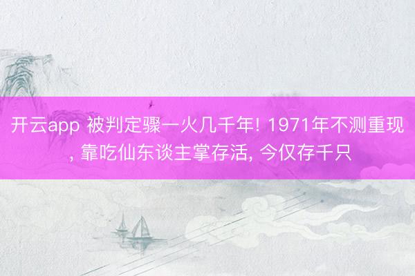 开云app 被判定骤一火几千年! 1971年不测重现 ， 靠吃仙东谈主掌存活， 今仅存千只