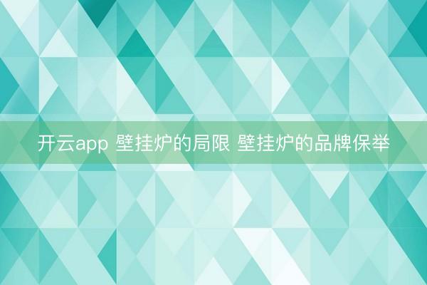 开云app 壁挂炉的局限 壁挂炉的品牌保举