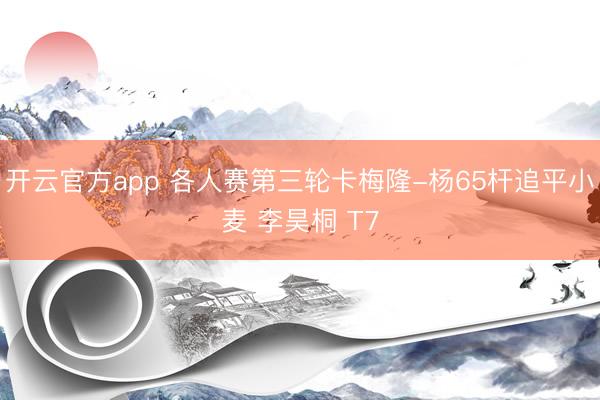开云官方app 各人赛第三轮卡梅隆-杨65杆追平小麦 李昊桐 T7