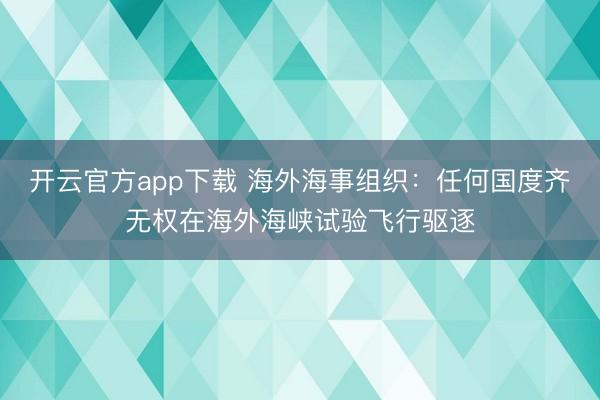 开云官方app下载 海外海事组织:任何国度齐无权在海外海峡试验飞行驱逐