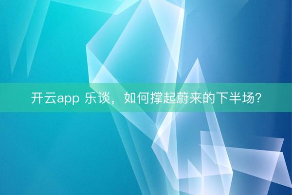 开云app 乐谈，如何撑起蔚来的下半场？