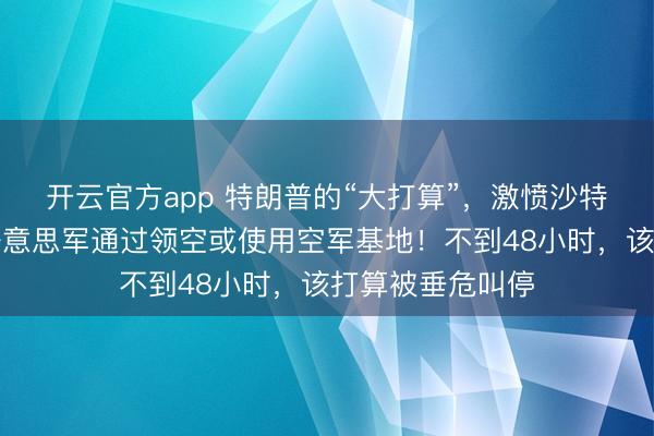 开云官方app 特朗普的“大打算”，激愤沙特指导层：不准好意思军通过领空或使用空军基地！不到48小时，该打算被垂危叫停